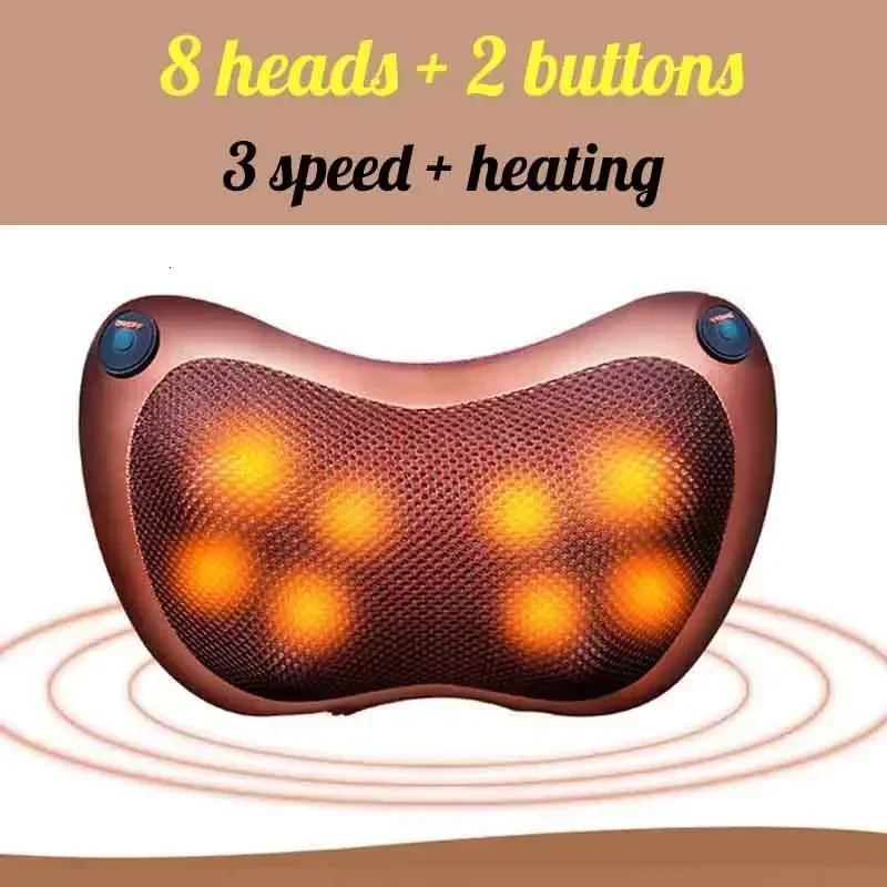 Car Home Electric Massage Pillow Far Infrared Heated Full Body Massager Cushion Neck Back Shiatsu Kneading Relax Health 260623