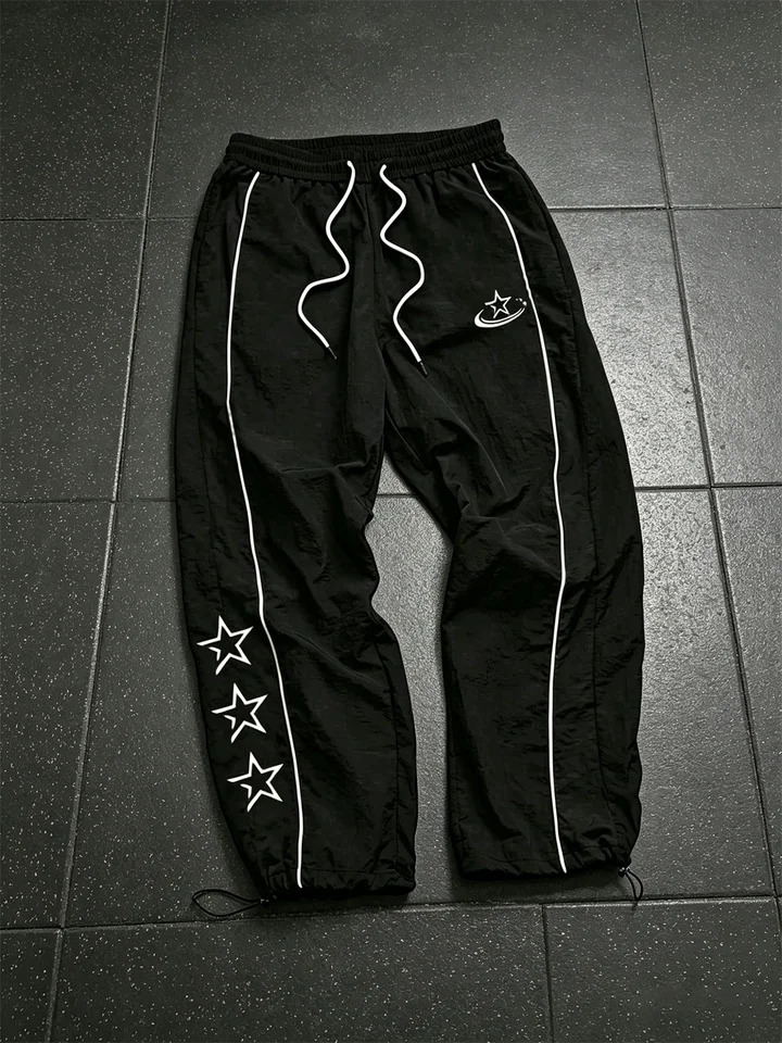 Mens Y2K Star Print Track Pants Spring Summer Quick Dry Joggers 4 Colors Drawstring Cuff Casual Streetwear Sport Trousers 260623