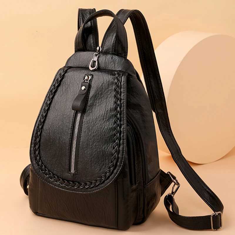 Women High Quality Soft Leather Backpack Ladies Shoulder Bag knapsack Luxury Designer Casual Daypack Sac A Dos Girl MochilasT260623