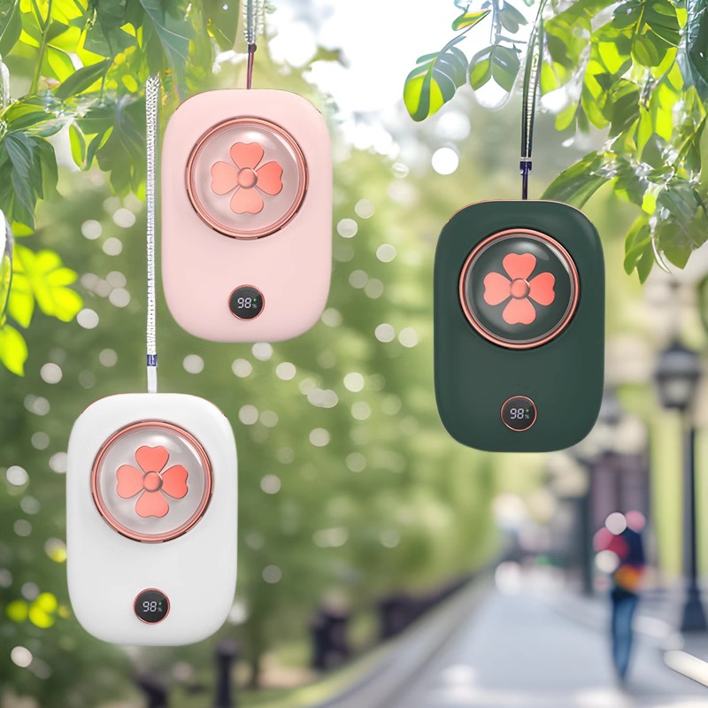 Digital Neck Fan 3 Use Waist Desk Quiet USB Recharge Outdoor Portable Fan-image-1111794336