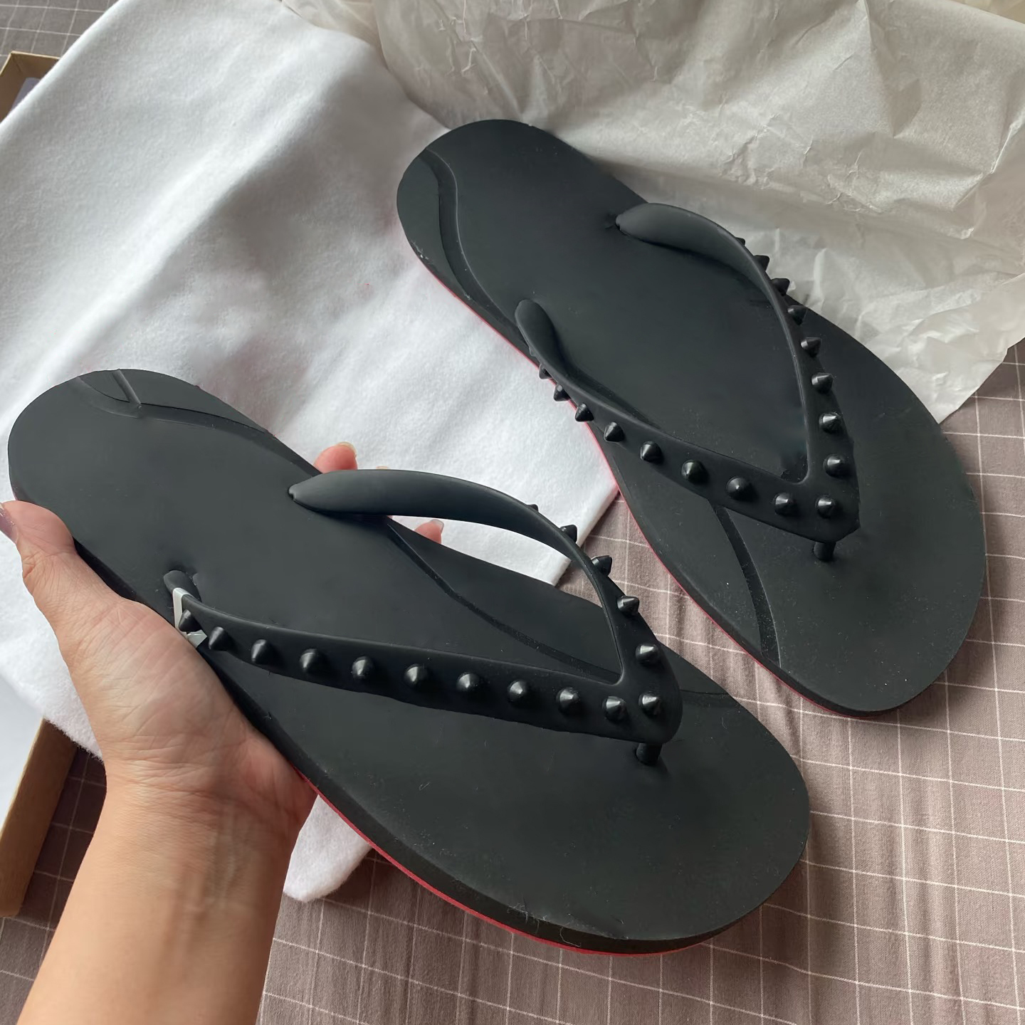 Flip-flops slippers sandale luxury shoes 10a slipper new slide top quality womens tazz woman Red color Flat fashion shoe Soft casual Designer sandal
