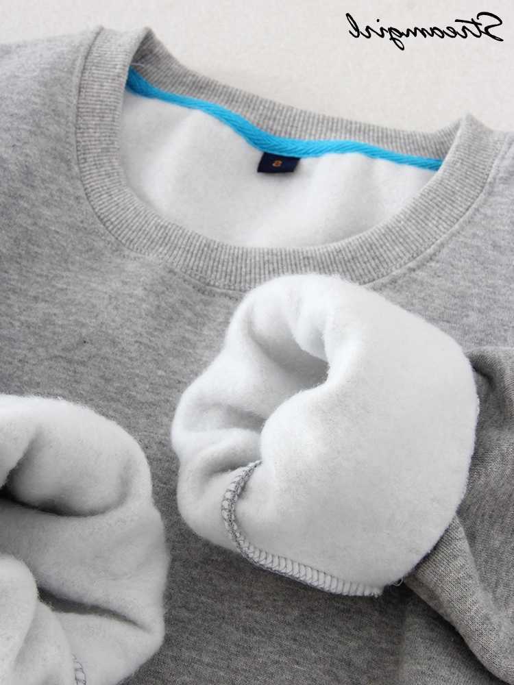 Streirl Winter 2023 Women Sweatshirts Warm Casual Slim Fce Pullovers Gray Velvet Winter Sweatshirts For Women Winter L26