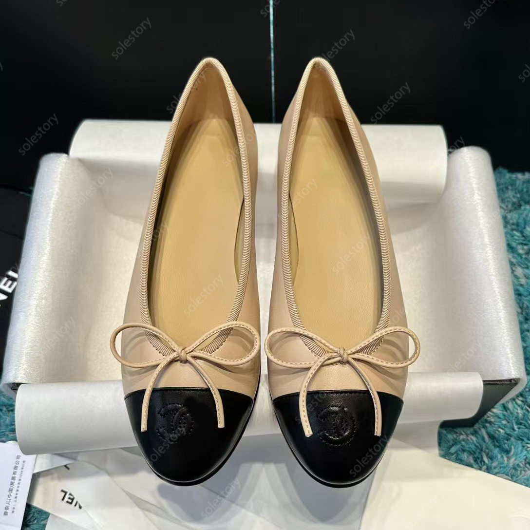 Ballerina Flats Paris Brands Ballet Flats Women Designer Sandals Quilted Genuine Leather Slip On Ballerina Round Toe Ladies Luxury brands Round Shoe