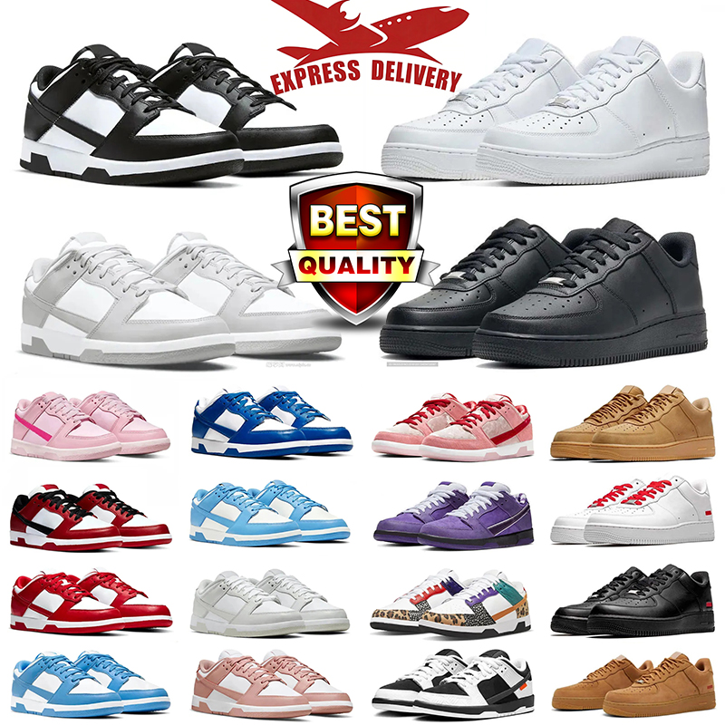 Livraison gratuite avec boîte Airforce 1 AF1S 1 hommes chaussures de course hommes sup triple blanc noir panda gris baskets pour hommes Deisgner