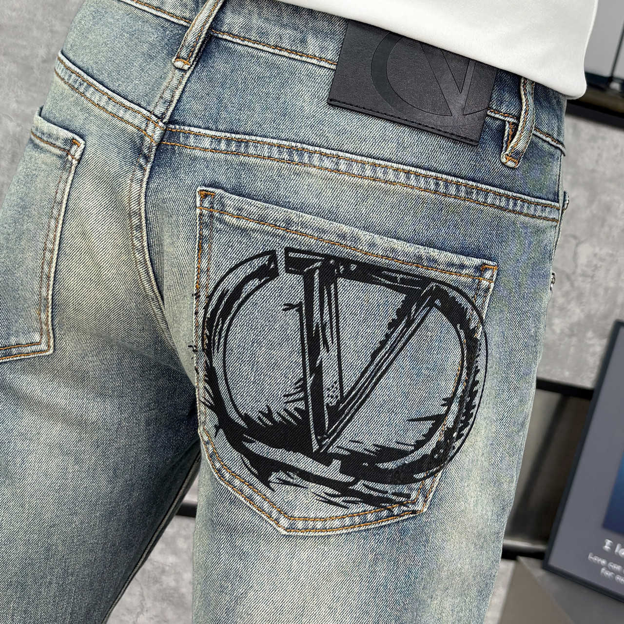 Guangzhou Xintang Spring Summer New Mens Jeans Korean Style Stretch Slim Fit High-end Quality European Goods L26624
