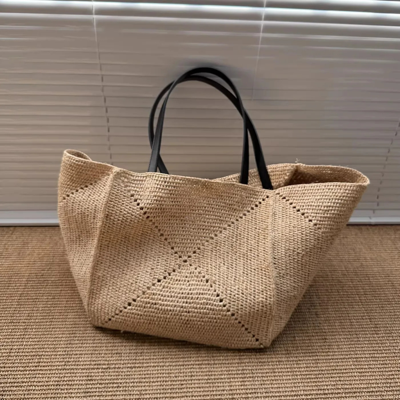 DONGSUO Oversized large Raffia straw tote bag women handmade summer beach woven handbag natrual 2026 spring 260623