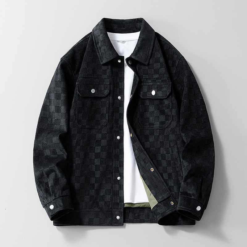 Men 2026 Autumn Winter New High-Quality Suede Checkerboard Pattern Jacket Business Casual Skin-Friendly Men's Coat