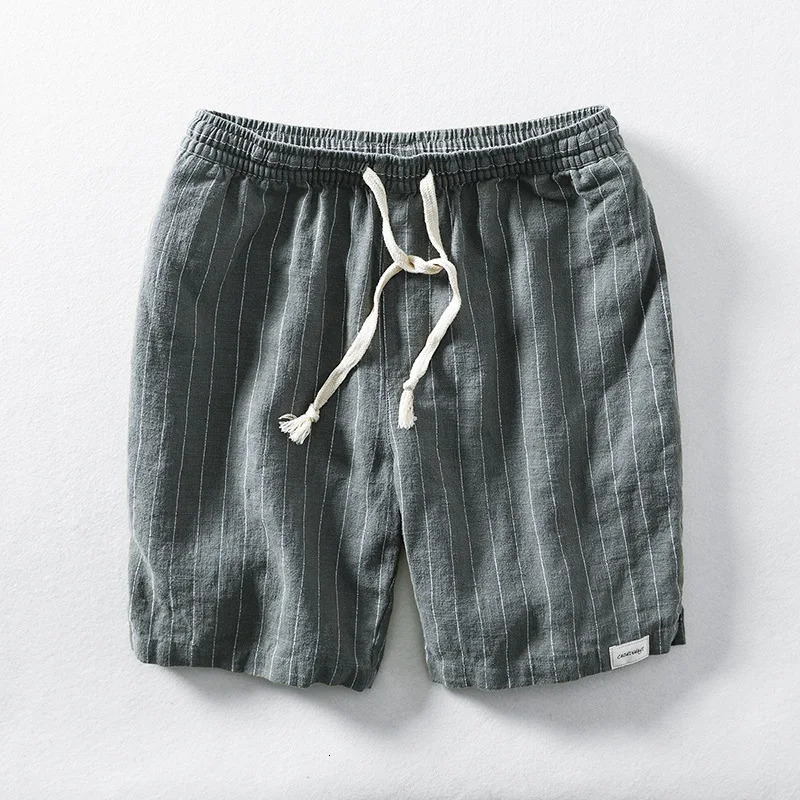 Breathable Mens Cotton Linen Casual Shorts for Summer Wear Loose Fit Striped Men Clothing Plus Size M6XL PT532 260624