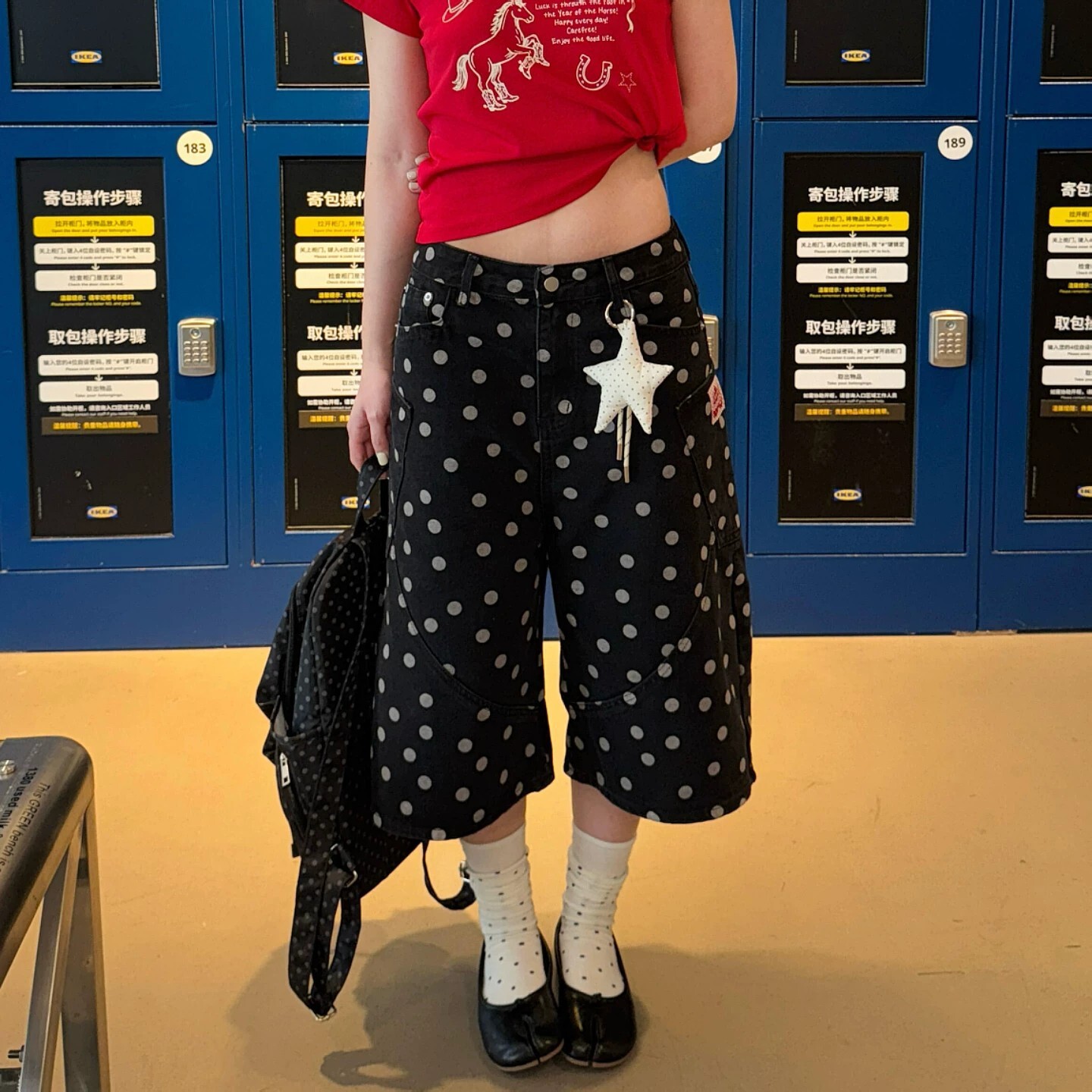 Retro Polka Dot Printed Cropped Jeans For Men And Women New Summer Style Loose Straight Fit Versatile Wide Leg Shorts Trendy High Quality Luxury