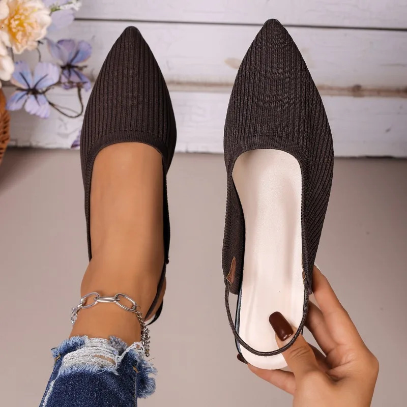 2026 Summer Style Solid Color Closed-Toe Womens Sandals Sexy Pointed Toe Casual Flat Shoes Everyday Home Women Single Shoes 260624