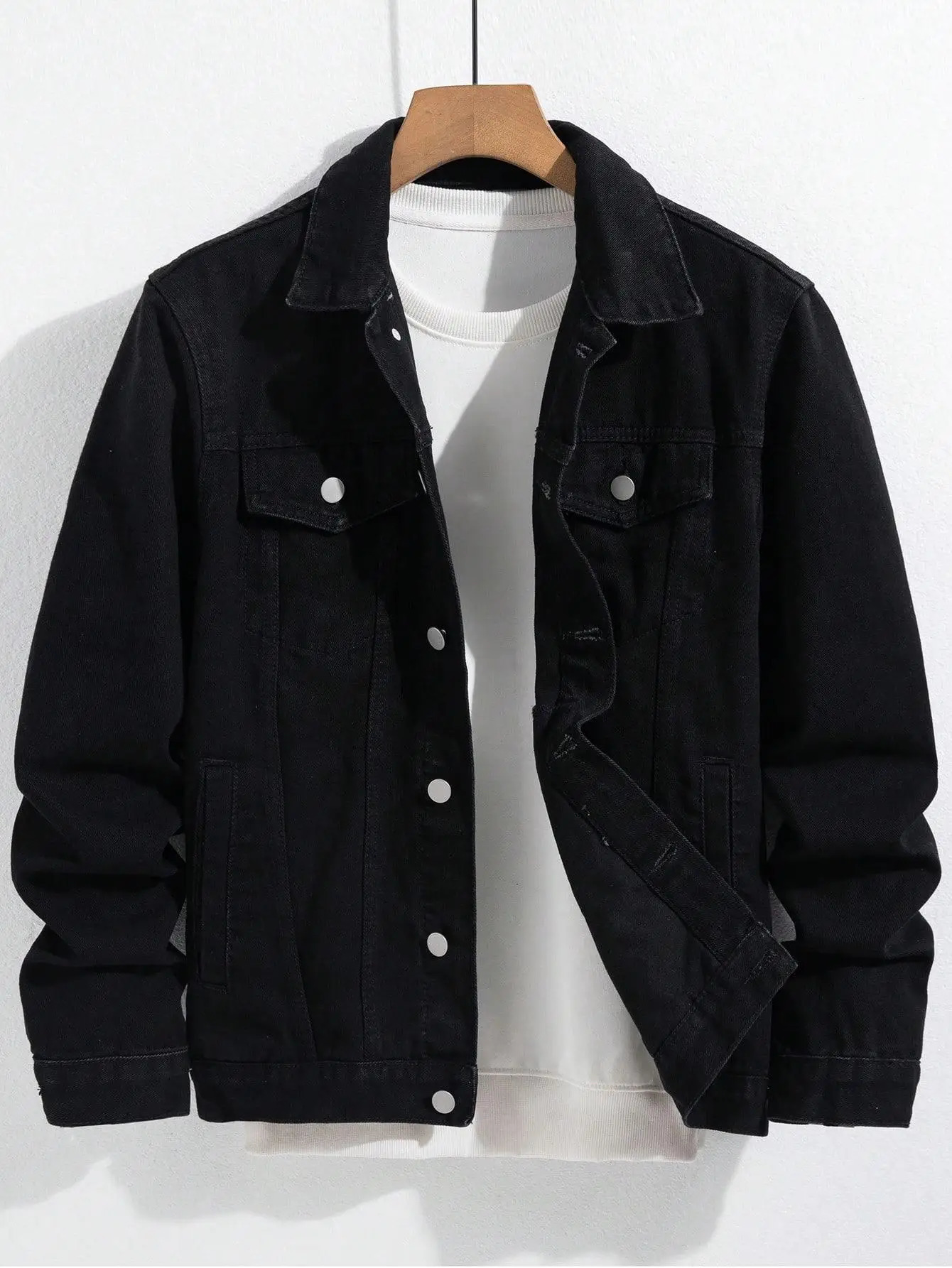 Mens springautumn denim jacket Black minimalist coat Daily casual Stylish and trendy style 260623banjia