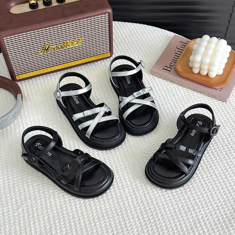 2026 Summer New Girls Bow-knot Sandals Soft Open Toes Fashion Kids Beach Shoes Princess Sweet Style Anti-slippery Chic 26-37 Hot Y260624UV80