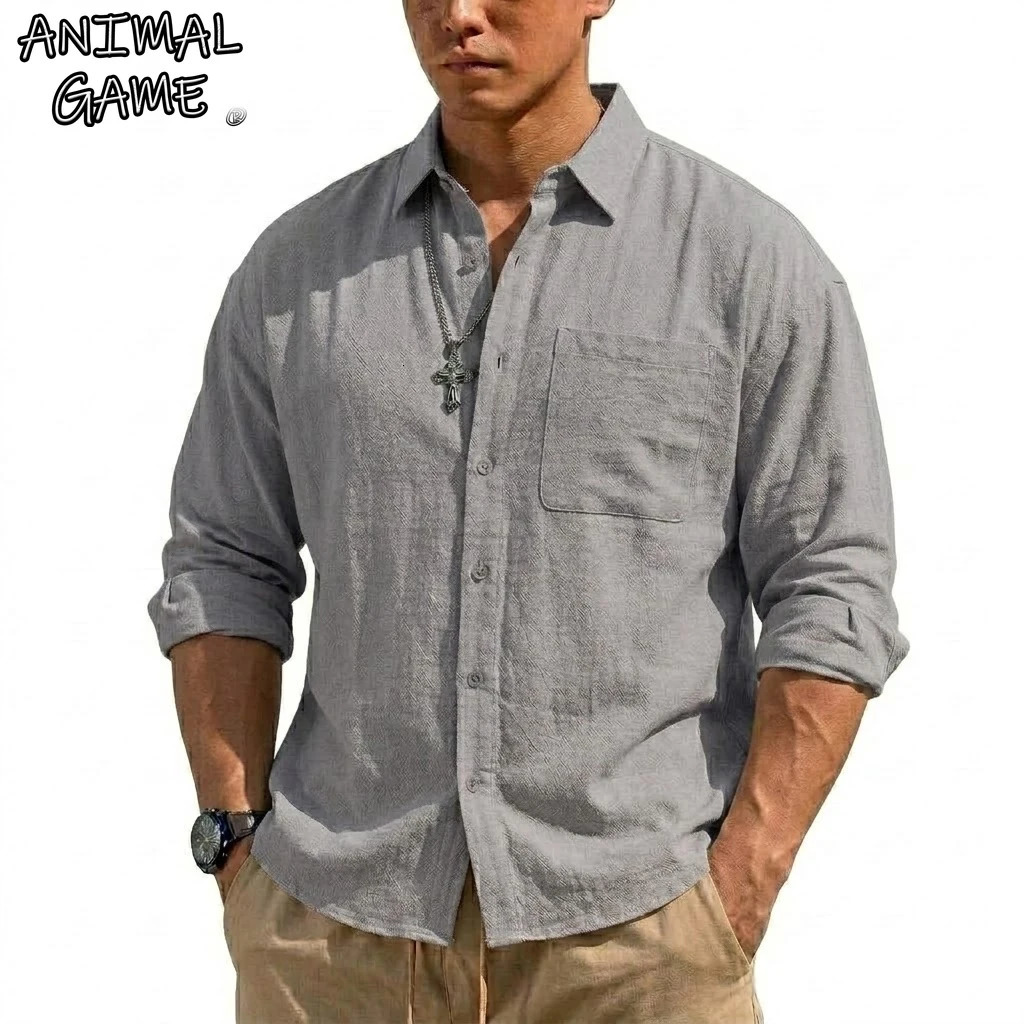 Korean Mens Long Sleeve Linen Shirt y Cotton T Elegant Shirts Summer Breathable Hawaiian Button Tshirt 260617