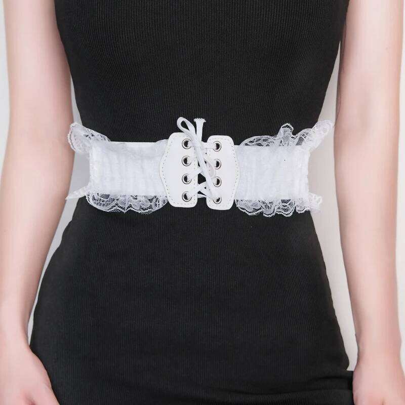 Waist for women wide black and white summer Korean version fashion retro match with dress suit lace edge versatile ins belt 26Y0624