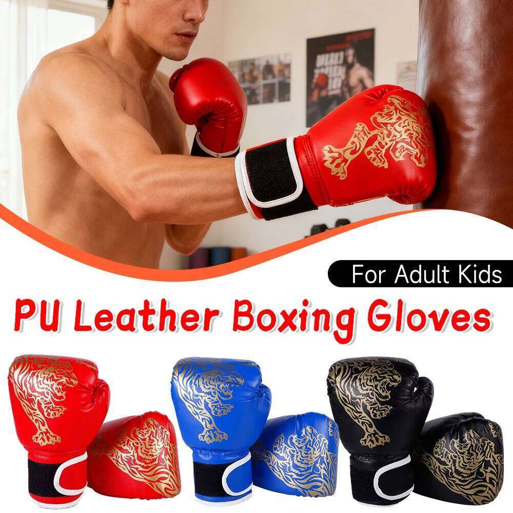 PU Leather Sanda Muay Thai Fighting Adult Kids Punching Professional Boxing Training Gloves W260624