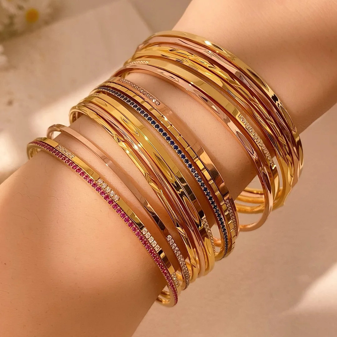 CARLIDANA Minimalist Gold Plated Stainless Steel Charm Bracelet Thin Bangles Gift for Women and Men Jewelry Bracelets 260623