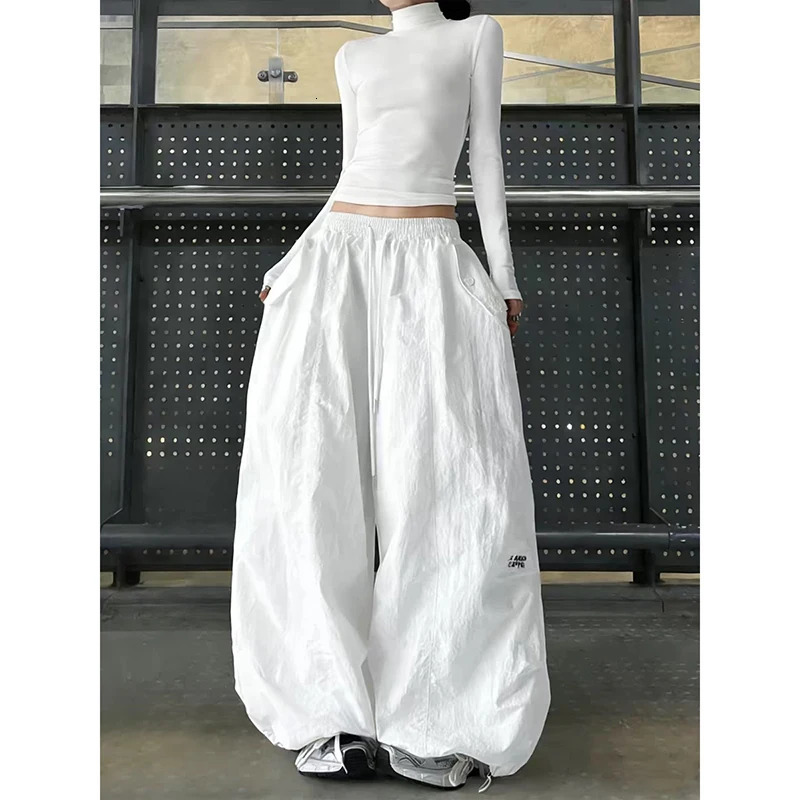 ZHIZOU Women White Sweatpants Baggy Patchwork Pants Harajuku Aesthetic 2000s Style Y2k Vintage Oversize Hip Hop Trousers Summer 260623