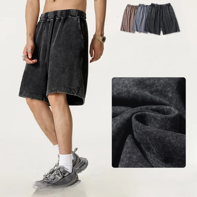 100 Cotton Vintage Washed Mens Y2K Summer Shorts Loose Oversized Large Size Male Bottoms Breathable Sweat-wicking Flexibl 260623