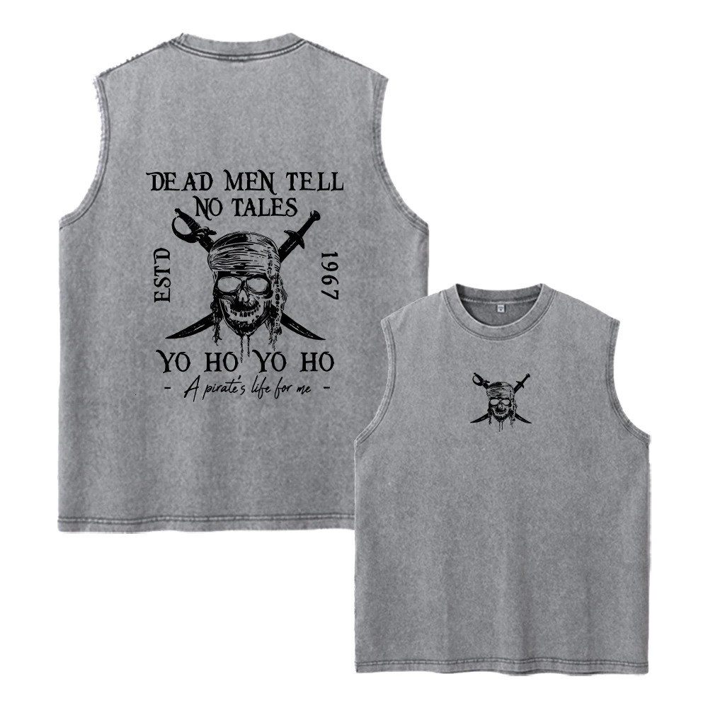 Mens Double Sided Printed Washed Vest Fashionable Casual Sleeveless T-Shirt Retro Street Style Trendy Mens And Womens Outfits 260624