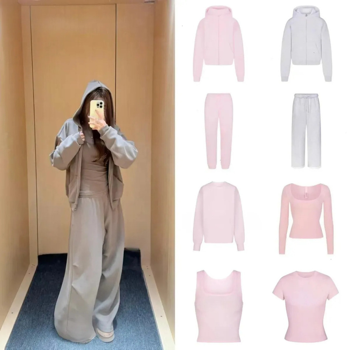 2026 Gym Clothe Set Skims NEW Lounge Workout Set Women Hoodie Skimss Sweatshirt Sweatpants Vest Cotton Fleece Series Autumn Winter outdoor Classic J