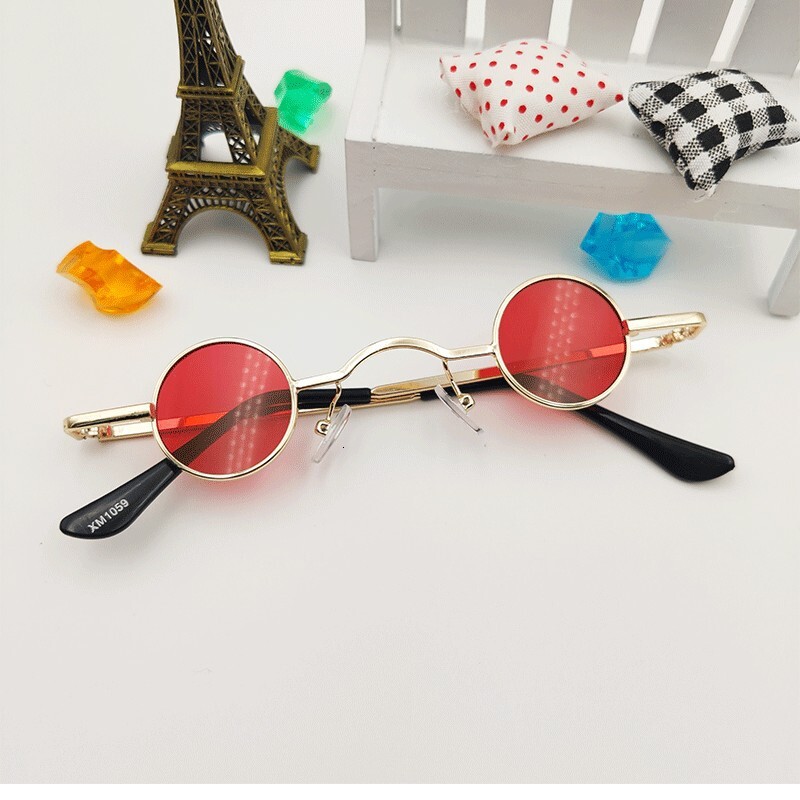 Retro Black Sunglasses Gold Round Shape, Popular On Tiktok, Street Style, Mini Glasses, Trendy Quirky For Men And Women
