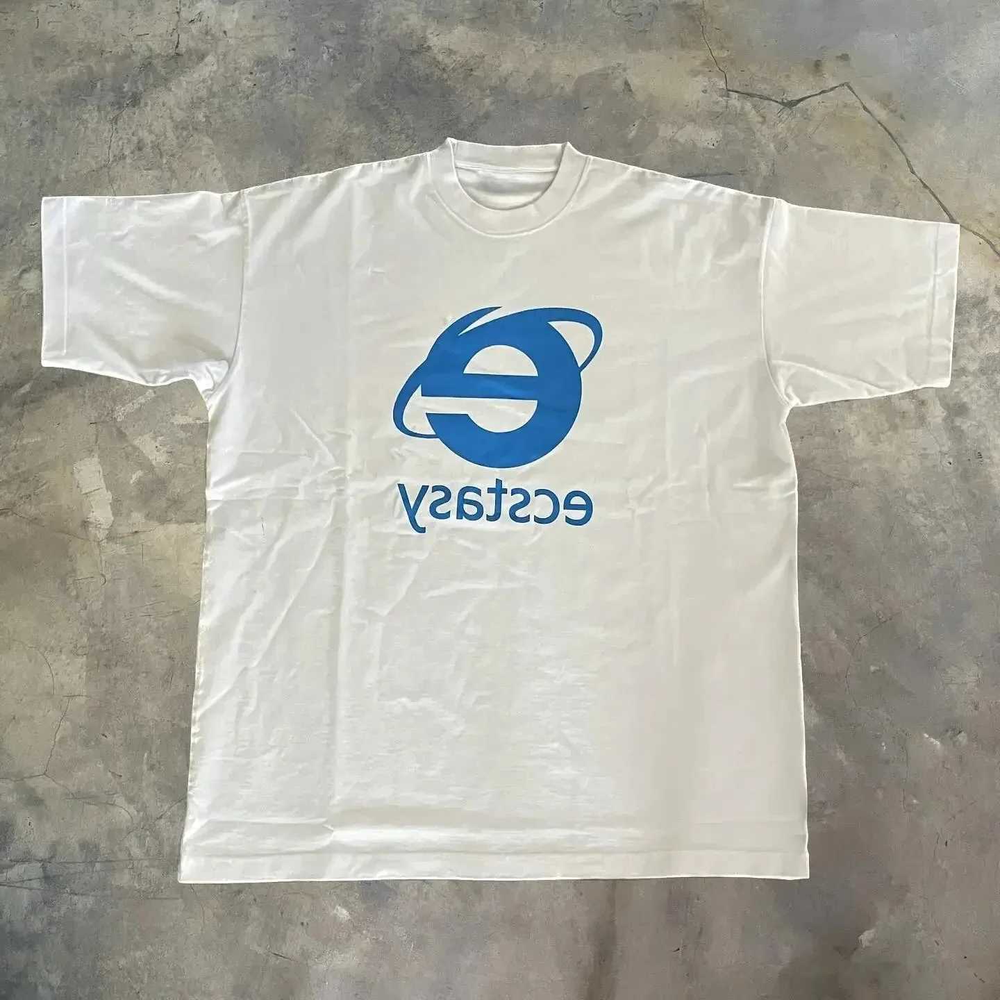 Ecstasy Strtwear New T Shirt Y2K Mens Harajuku White T-shirt Letter Pattern Printing Oversize Loose Short-slved Gothic Top L26623