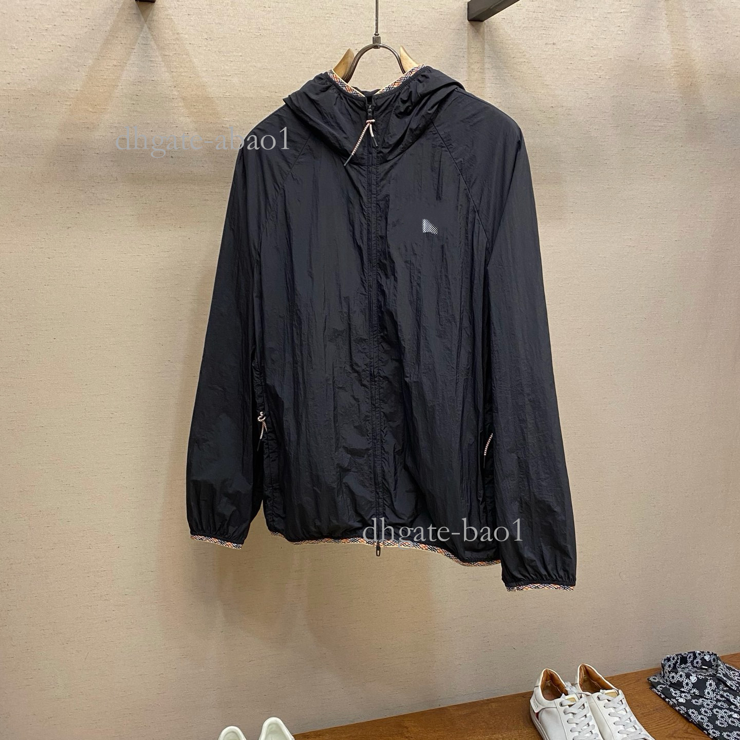 Designer New Spring Autumn Casual Fashion Jacket With Chest Print Logo And Hollow Back Design, Hooded Coat 8ead