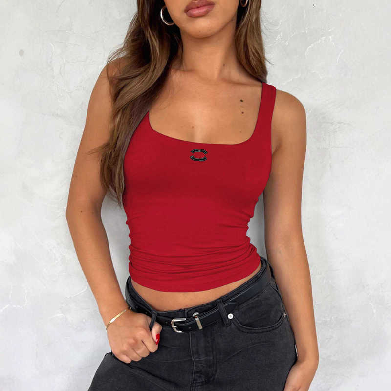 Women's T-Shirt Designer Spring/Summer New Sexy Hot Girl Women Sleeveless Square Neck Casual Basic Crop Top Camisole A1C0