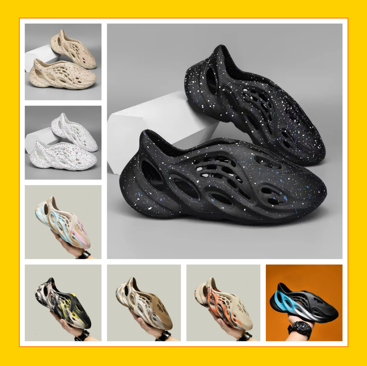 TOP Summer New Trendy Fashion Men's Designer Sandals Solid Color Splicing Leisure Outdoor Unisex One piece Soft EVA Hollow Out Clogs Sports Cou
