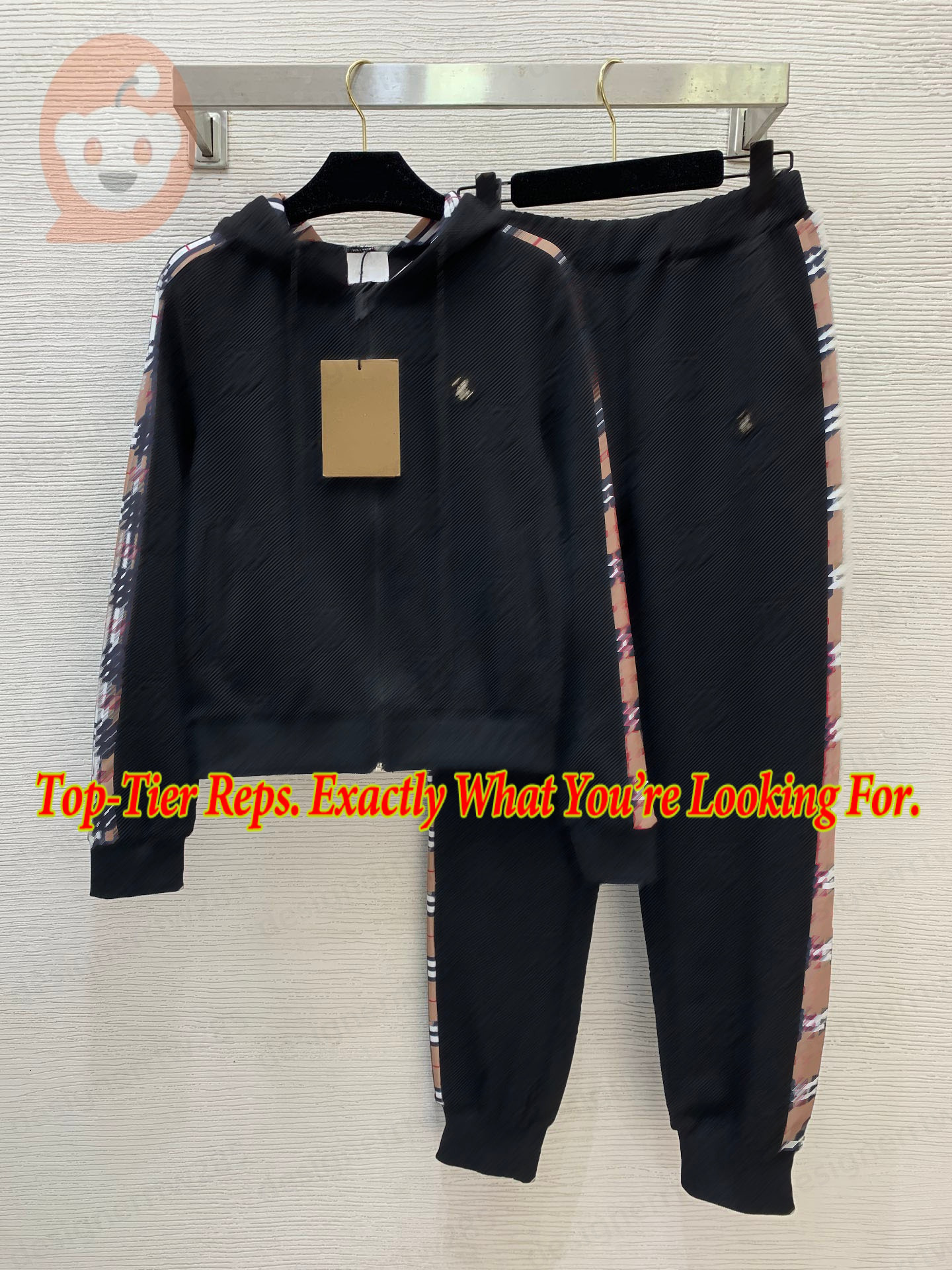 Burbbbe rry Designer Tracksuit Women Plaid Striped Hoodie Set Luxury Brand Checked Joggers Sportswear Women Two Piece Outfits Zipper Sweatshirt P-image-1111993053