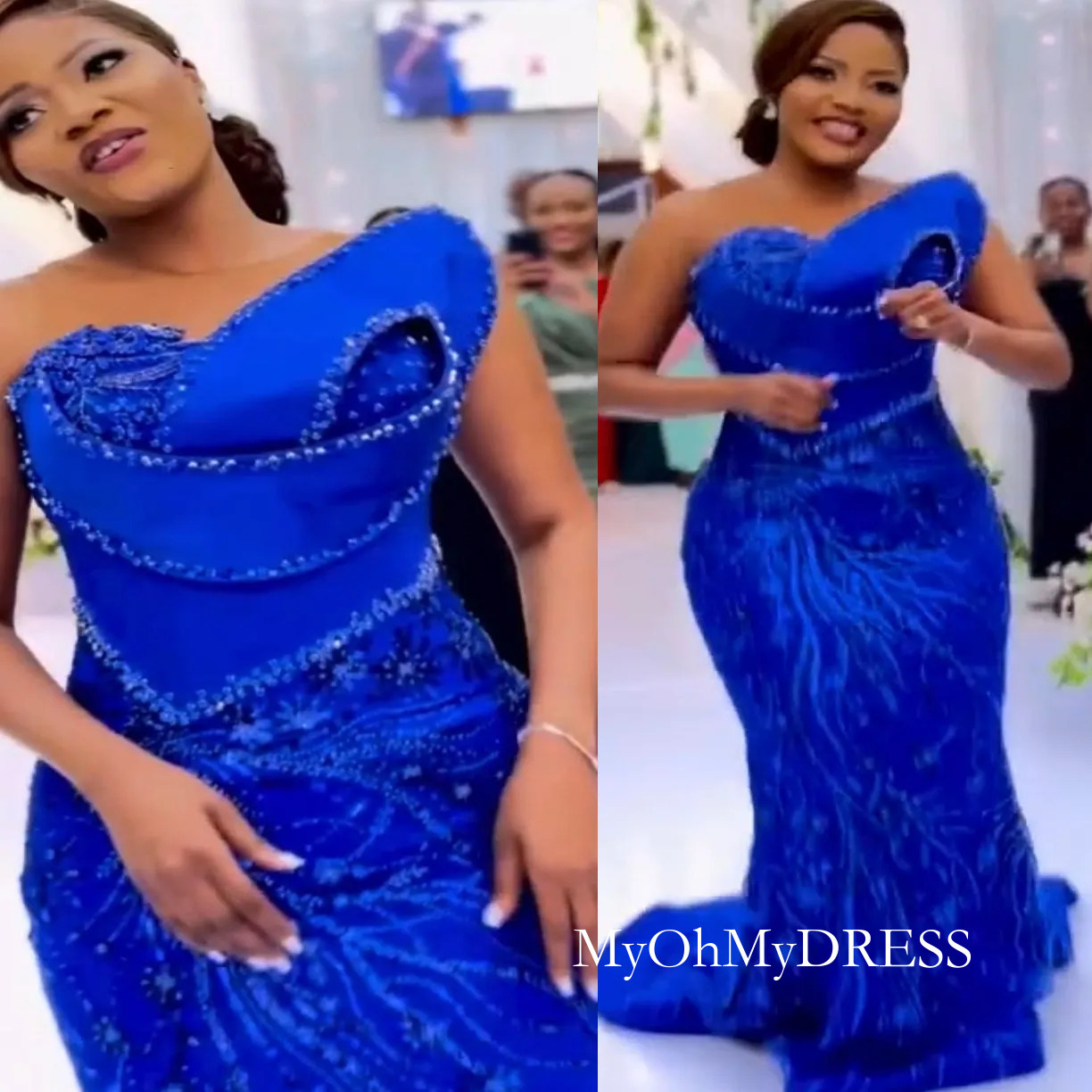 Royal Blue Aso Ebi Mermaid Prom 2026 Evening Dress Beaded Sheer Neck Sequined Birthday Formal Women Pageant Party Gowns Long Dinner Dresses Zj098 Y6