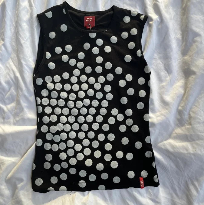 Womens Emo Spotted Pattern Printed Tank Top Y2K Harajuku Gothic Garbage Sleeveless Rock Street Wear Retro T-shirt 260624