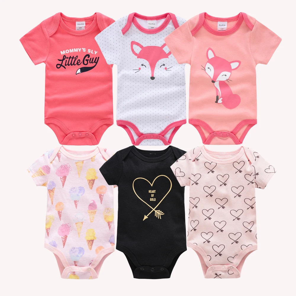 Kavkas Body para niñas pequeñas, 63 piezas, ropa de verano de algodón para bebés, cuerpo de manga corta para bebés de 0 a 3 meses, ropa infantil 260