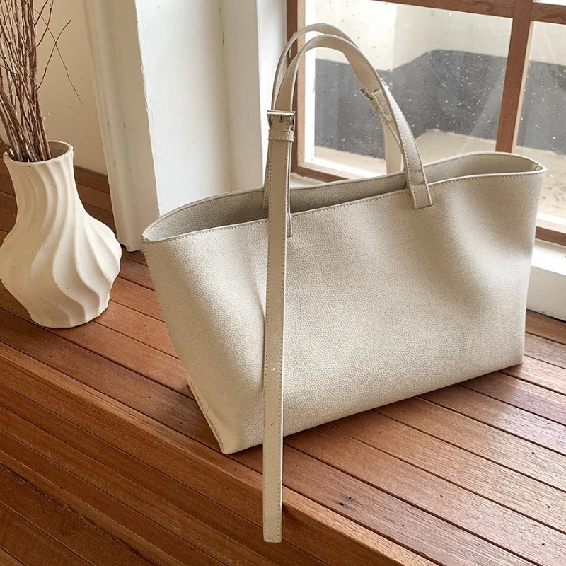 PU Leather Big Tote for Women Fashion Korean Simple Large Capacity Shoulder Bags Vintage Casual Solid Trend Handbags 260623