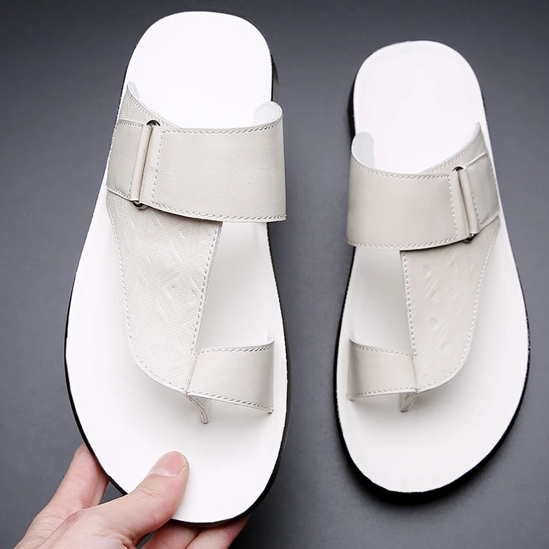 Mens Summer Sandals Breathable Fashion Simple Toe-Thru Soft Flat Bottom Beach Shoes Comfortable Classic Slippers-2502 260624