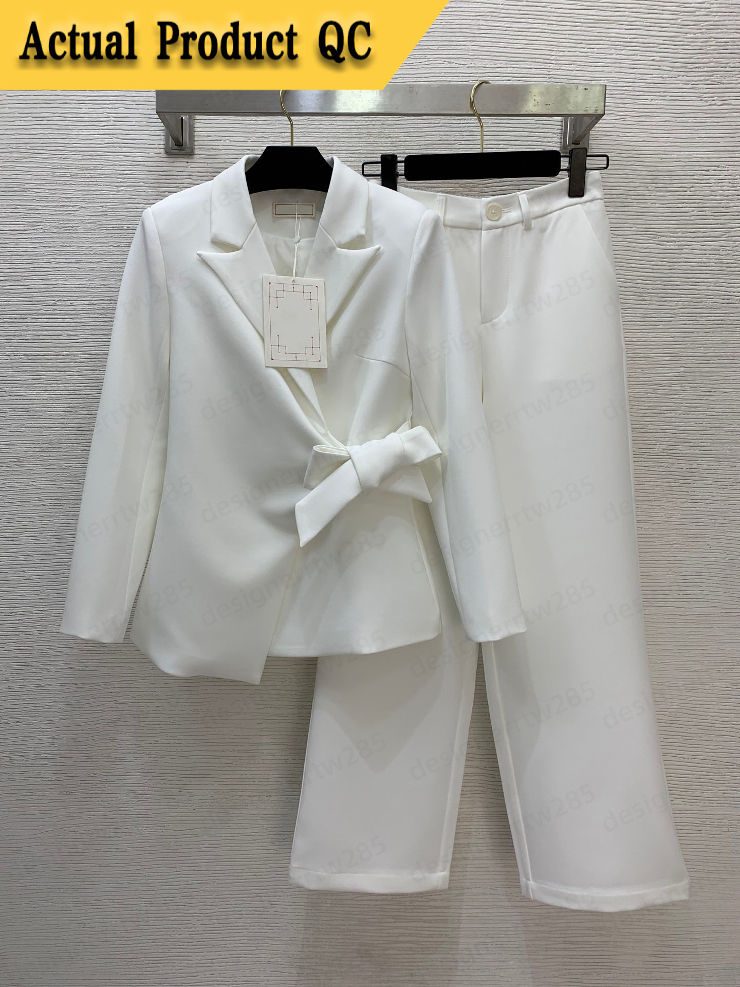 Designer Clothing Women Pant Suits Tuxedo Notch Lapel Bowknot Wrapper Blazers Office Uniform Ladies Wide Leg Pants Tracksuit Two Pieces Sets Traj-image-1111991392