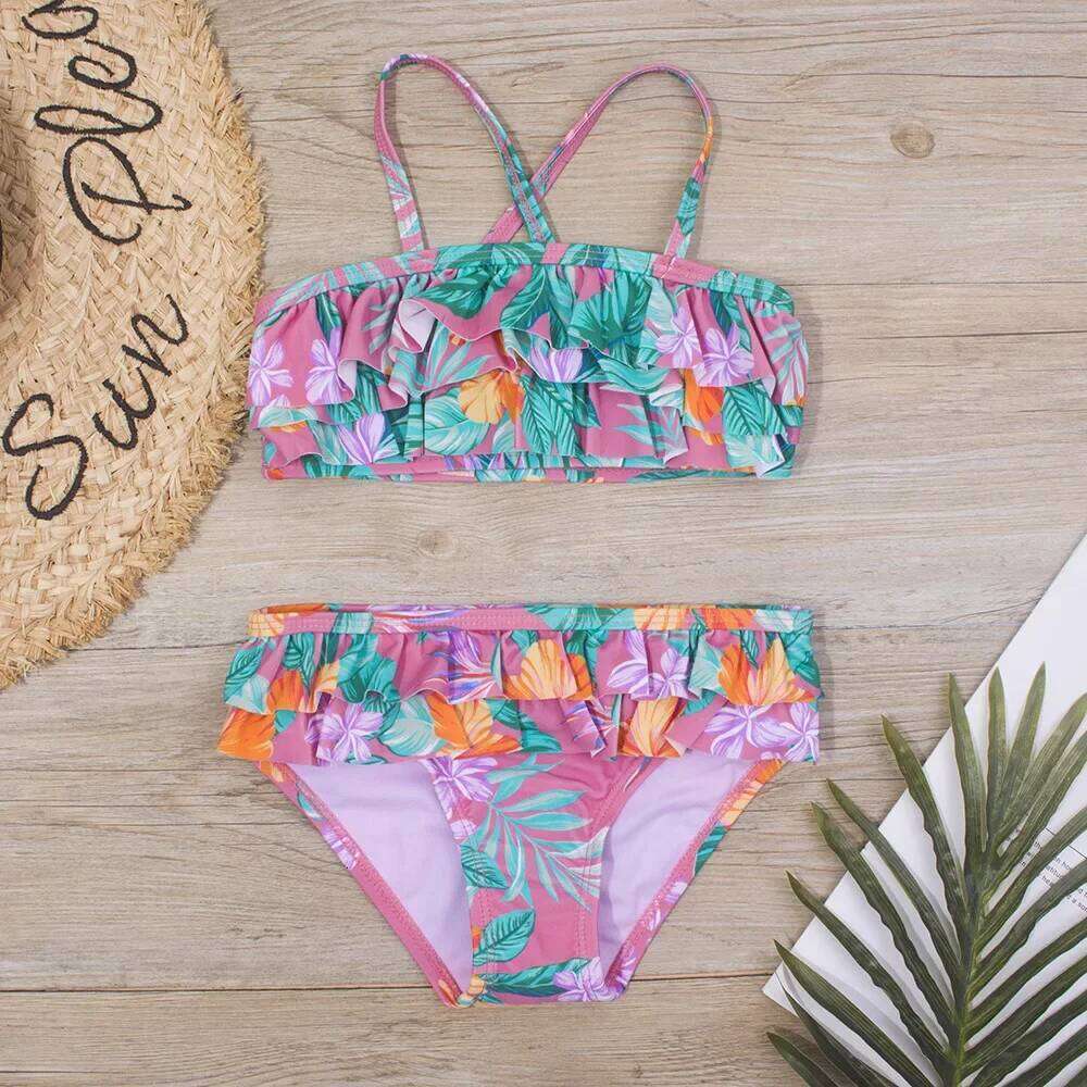 Costumi da bagno per ragazze 2 pezzi Set bikini con stampa floreale 3-8 anni Bambina Nuoto Costumi da bagno Costumi da bagno Costumi da bagno per ba
