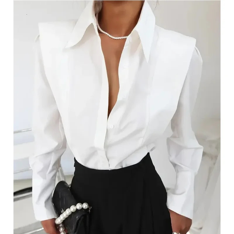 Camicia bianca per tutte le stagioni Moda donna Elegante Casual Maglie a manica lunga Festa per feste e camicette Abbigliamento donna 260623