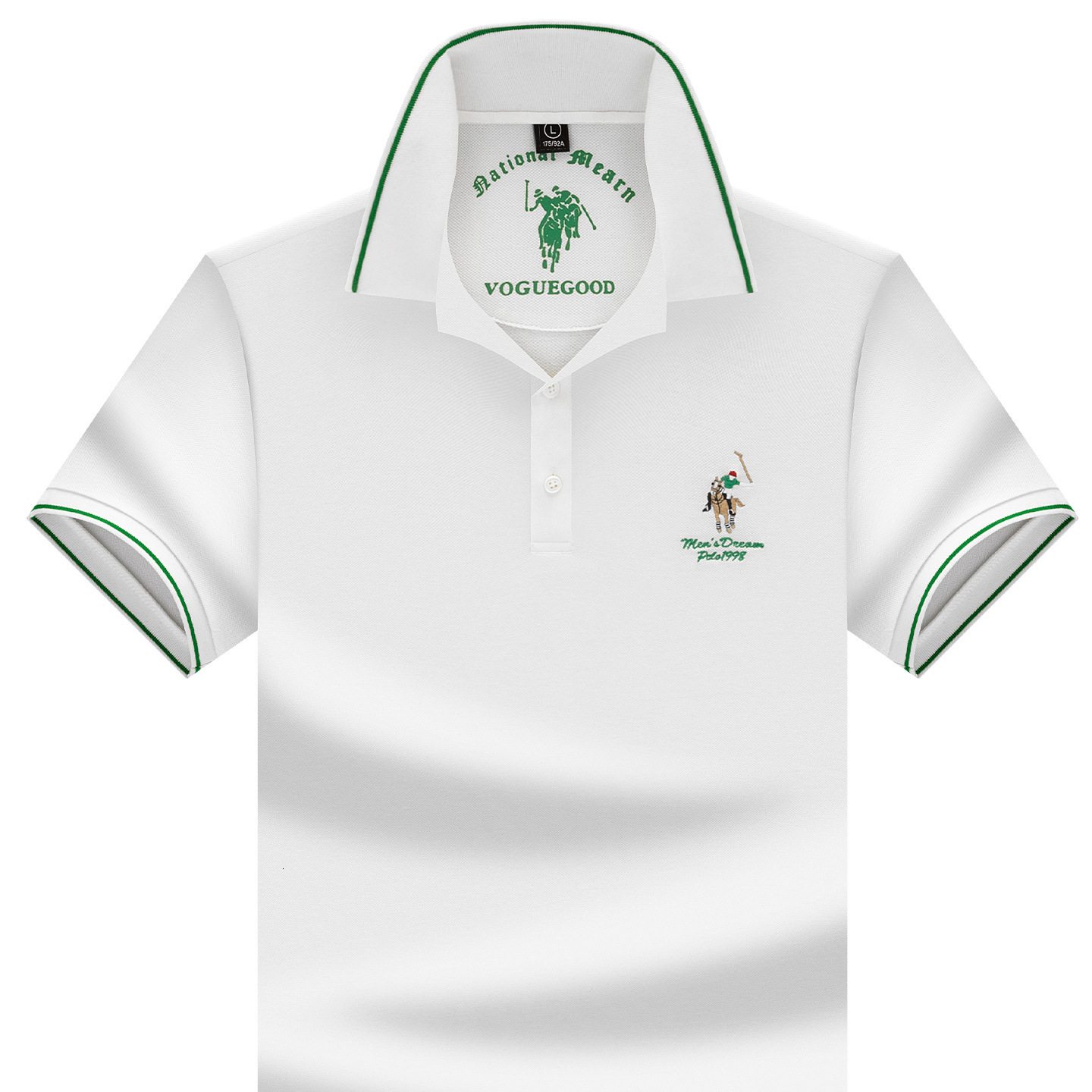 Paul Summer Mercerized Cotton POLO Shirt Men, Classic Turn-Down Collar, Contrast Color Embroidery, Loose Fit, Business Casual Short Sleeve T-Shirt F