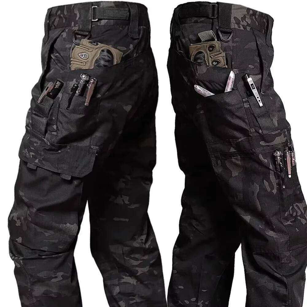 Men's Tactical Pants Work Casual Cargo Waterproof Multi-pocket Wear-Resistant Outdoor Training Trousers W260624