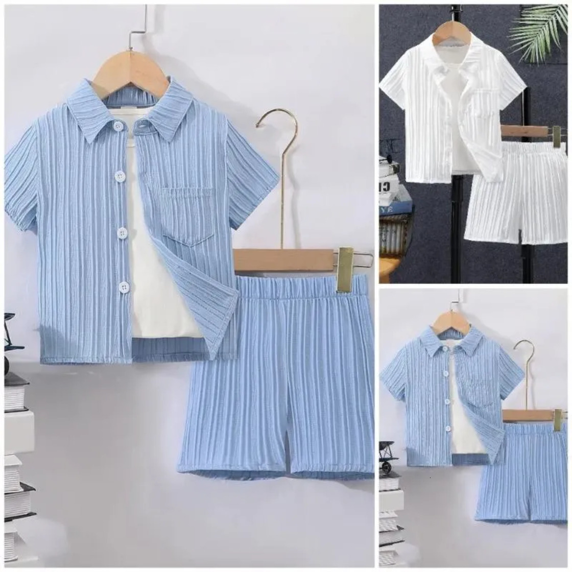 Conjuntos de ropa 2 piezas de colonia Conjunto de perfume Ropa para niños Camisa de manga corta Pantalones 3 7 años Moda de verano Casual Color sóli