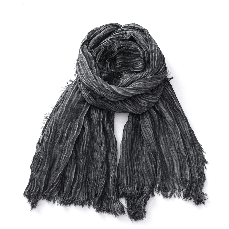Fashion Crinkle Cotton Linen Scarf for Men Women Soft Warm Pashmina Short Tassel Scarves Male Accessories Bufandas Shawls 260615