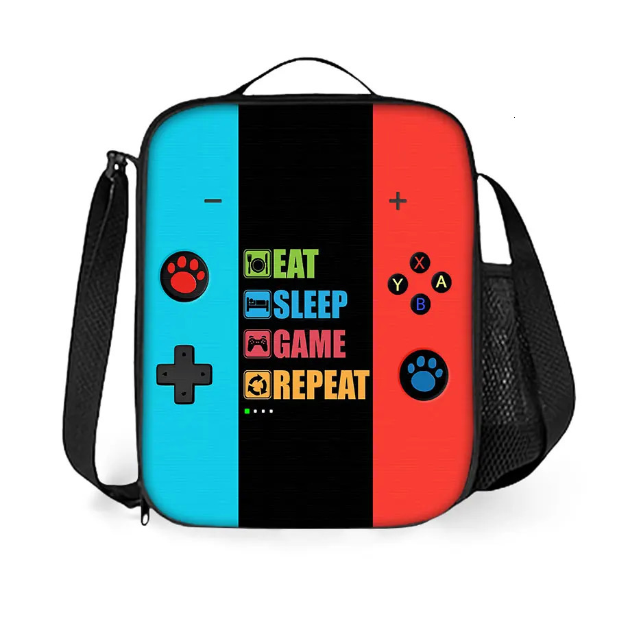 GamePad Shoulder Strap Insulated Lunch Bag Student Bento Food Container Bags Reusable Thermal Cooler Boxes for Work 260624
