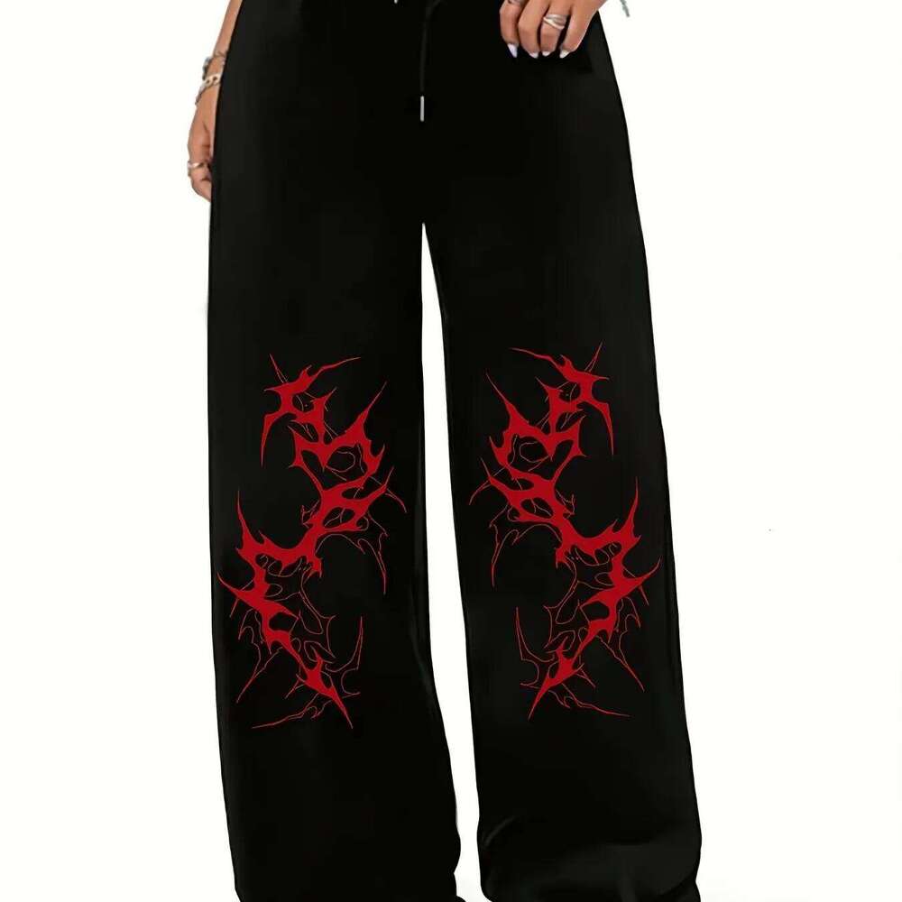 Fashionable Street Thorns Y2KGothic Style Drawstring Sports Leisure Men's and Women's Summer New Quick Drying 3D Pants W260624