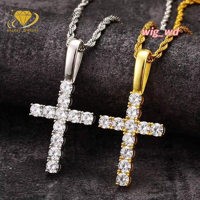Hot Sale Christian Jesus Necklace 3Mm 4Mm 5Mm Silver 925 D Color Moissanite Cross Pendant For Tennis Chain