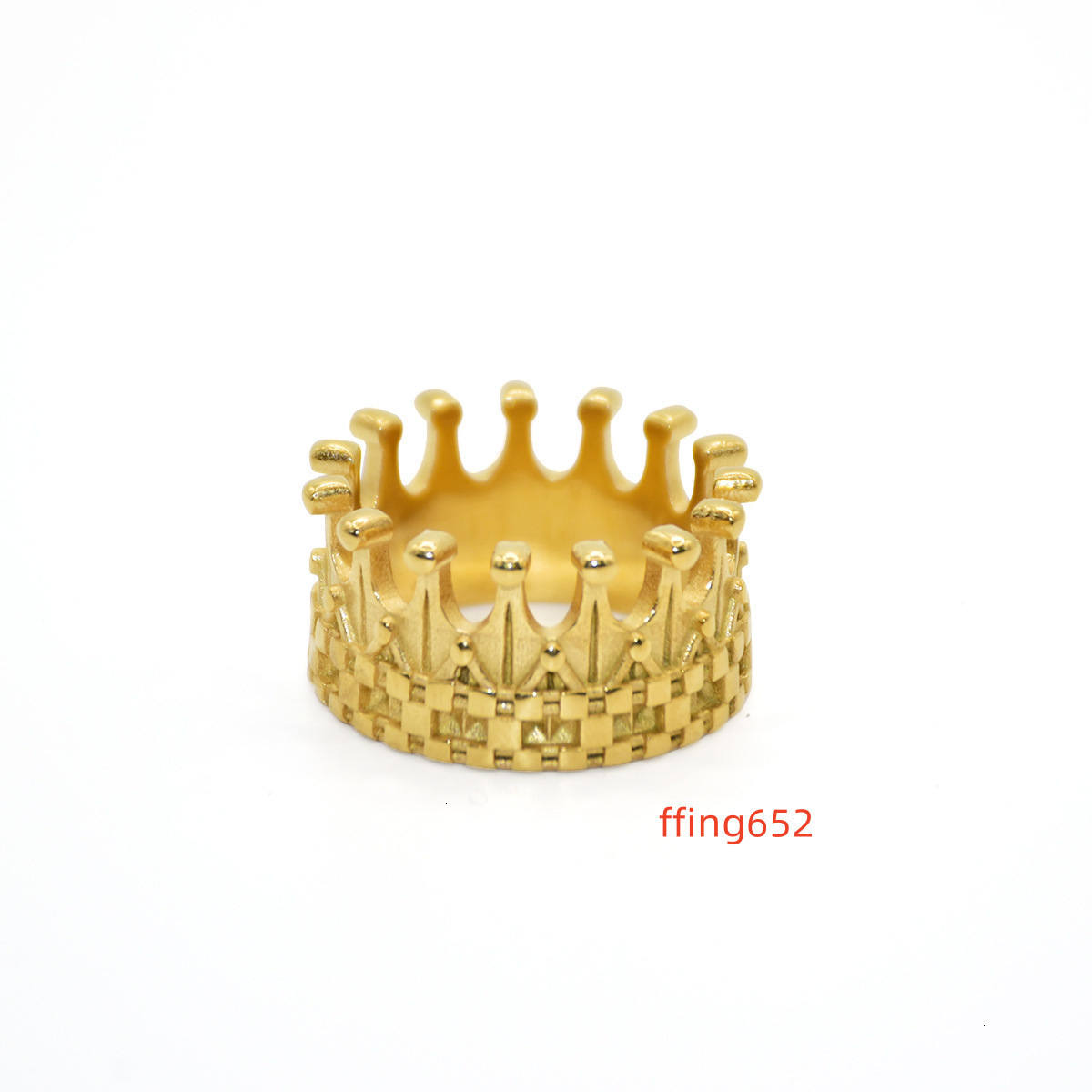 2024 European and American Popular New Stainless Steel With PVD 18k Gold Plating Overall Crown Ring