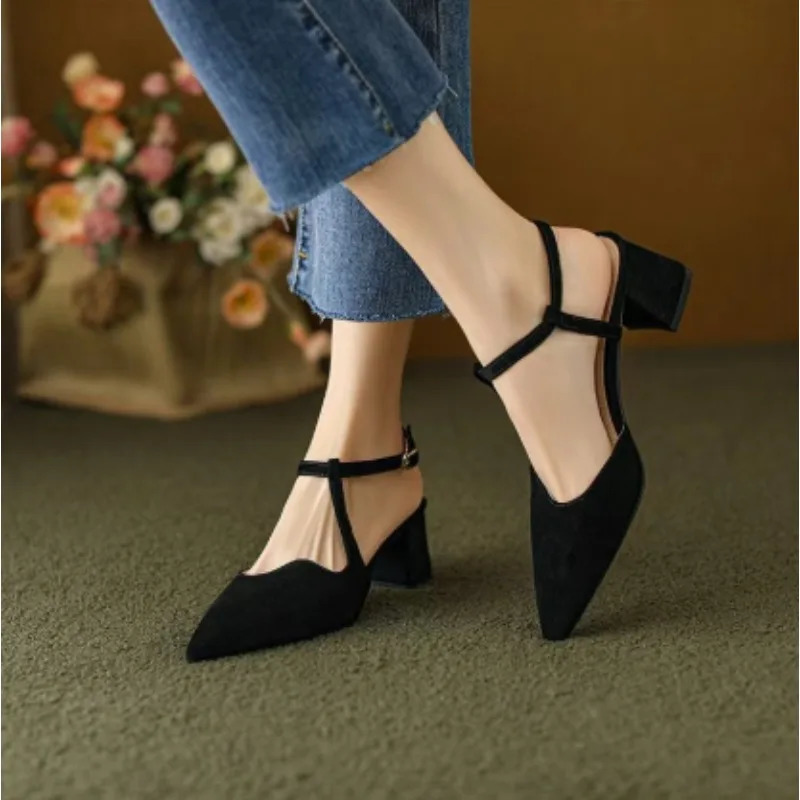 Summer Leather Pointed-Toe Shoes - Sandals - Womens High-Heeled Formal Shoes - Elegant Womens Shoes 260625