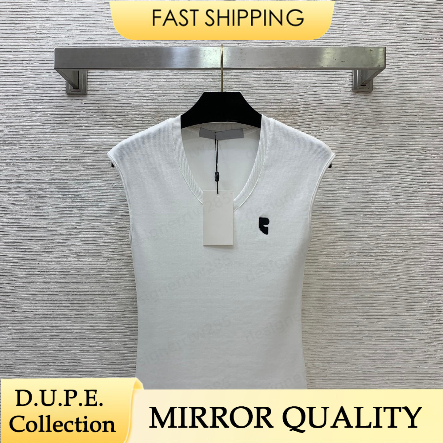 RR Designer V Neck Tank Top White Luxury Brand Style Letter Patch Sleeveless Vest Cap Sleeve Tee Ribbed Slim Fit Crop Tops Cami Sporty Casual Summer
