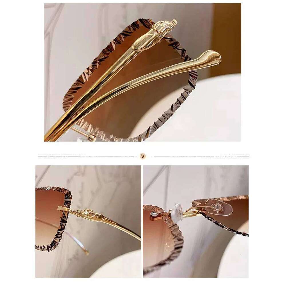 y2k Vintage Rimless Square Sunglasses Women For Men Luxury Brand Designer Sun Glasses Punk Popular Metal Diamond Cutting Eyewear 26Y0624