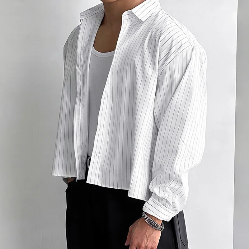 British Retro Men Striped Shirts Trendy Loose Lapel Long Sleeve Cardigan Tops Autumn Leisure High Quality Basic Blouse S2XL 260623